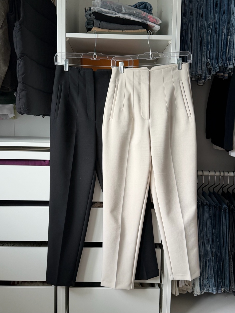 Zara Black & Cream High-Waist Tailored Trousers
